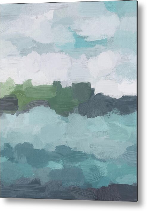 Aqua Blue Green Teal Metal Print featuring the painting Island in the Distance II by Rachel Elise