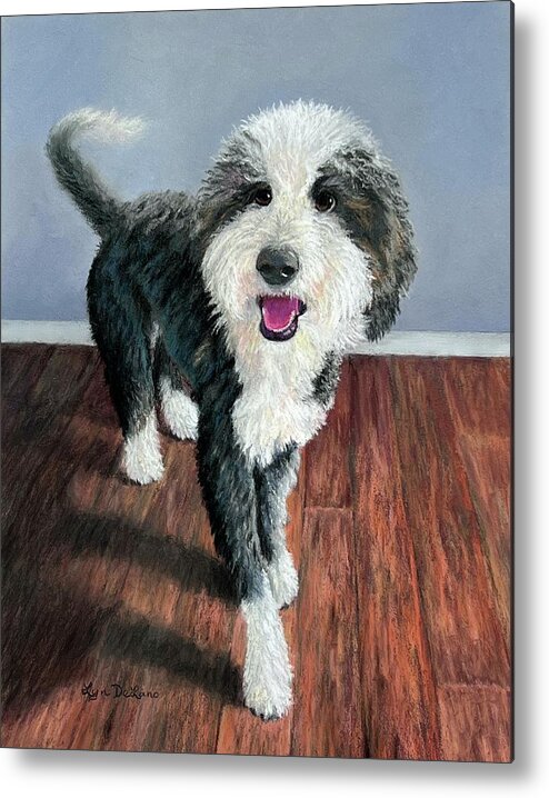 Dog Metal Print featuring the pastel Ivy Mae by Lyn DeLano