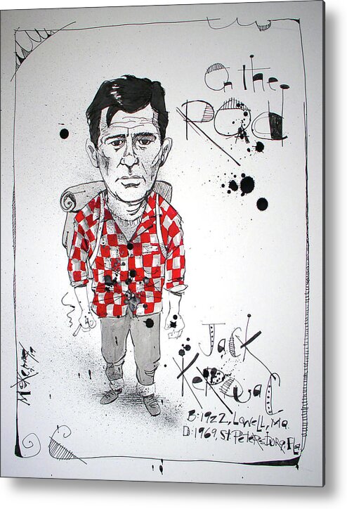  Metal Print featuring the drawing Jack Kerouac by Phil Mckenney