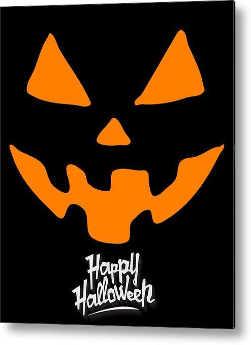 Funny Metal Print featuring the digital art Jack-O-Lantern Pumpkin Happy Halloween by Flippin Sweet Gear