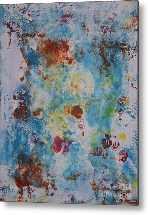 Abstract Canvas Metal Print featuring the painting Jazzy Blue by Denise Morgan