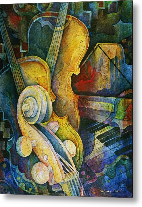 Cello Metal Print featuring the painting Jazzy Cello by Susanne Clark