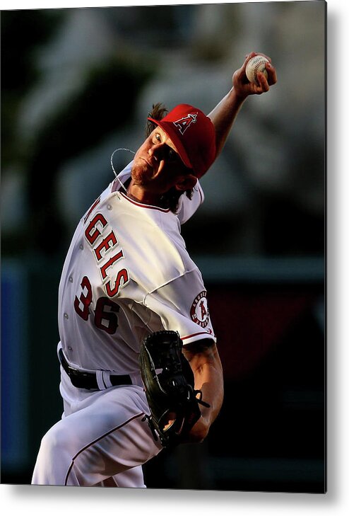 American League Baseball Metal Print featuring the photograph Jered Weaver by Stephen Dunn