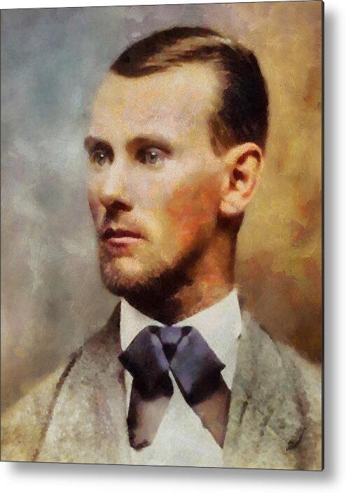 Jesse James Metal Print featuring the painting Jesse James Portrait Color by Dan Sproul