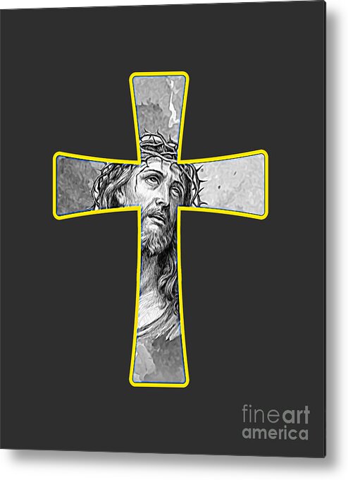 Jesus Metal Print featuring the digital art Jesus Cross by Walter Herrit