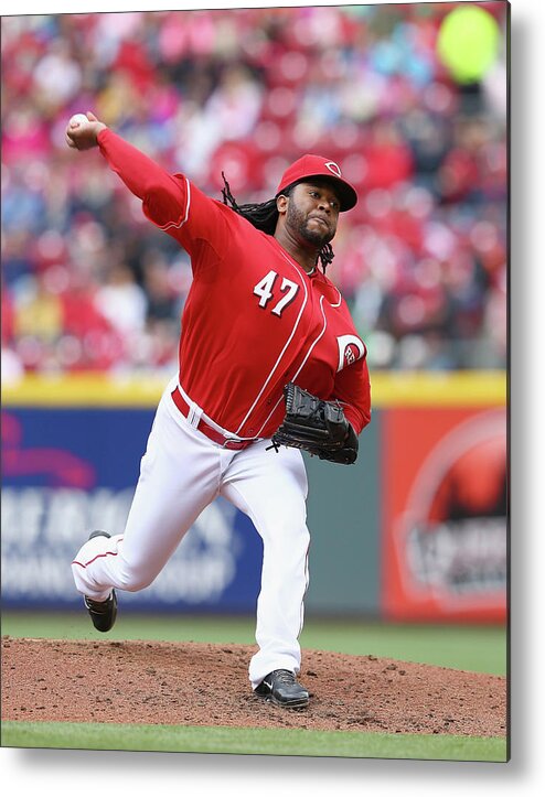 Great American Ball Park Metal Print featuring the photograph Johnny Cueto by Andy Lyons