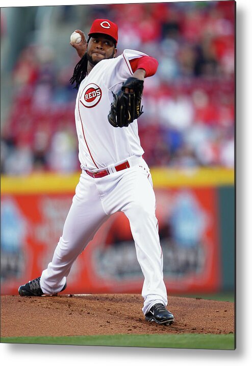 Great American Ball Park Metal Print featuring the photograph Johnny Cueto by Michael Hickey