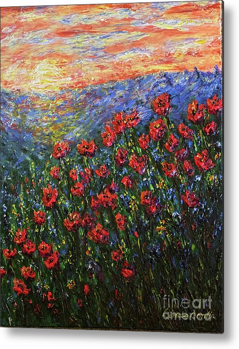 Landscape Metal Print featuring the painting Joy in the Morning by Linda Donlin