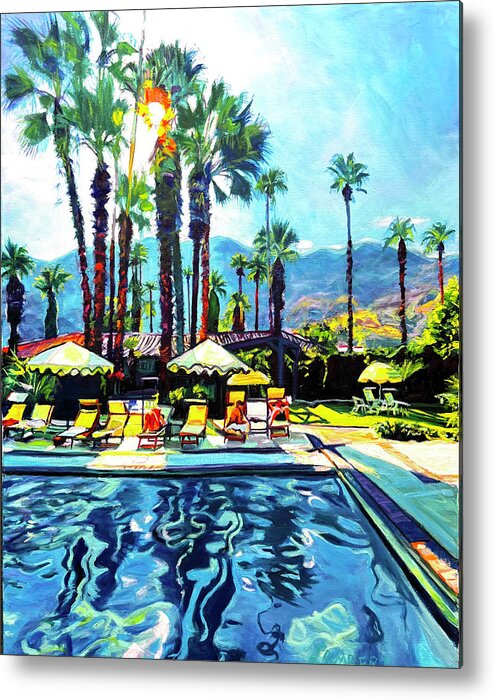 Urbanscape Metal Print featuring the painting Keeping Cool, Palm Springs by Bonnie Lambert