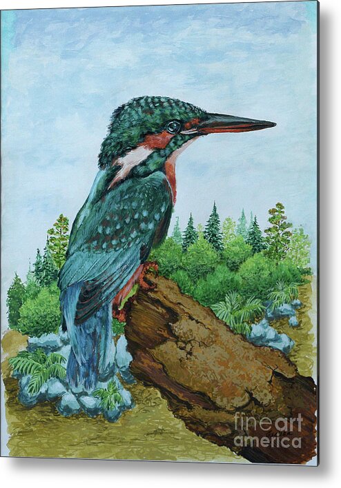  Metal Print featuring the painting Kingfisher by Jyotika Shroff