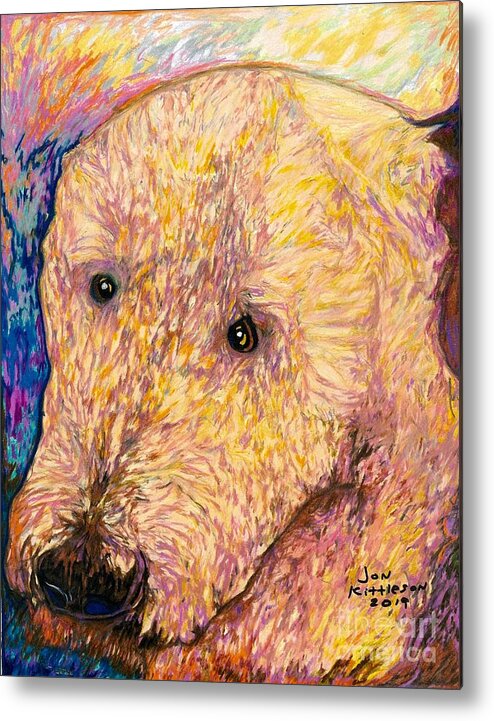 #dogs #dogsofinstagram #dog #dogstagram #puppy #doglover #dogoftheday #instadog #doglovers #doglife #pets #love #puppylove #puppies #pet #puppiesofinstagram #dogsofinsta #cute #instagram #of #petsofinstagram #dogslife #doggo #animals #ilovemydog #cats #doglove #petstagram #dogphotography #cutedogs Metal Print featuring the drawing Kodiak by Jon Kittleson