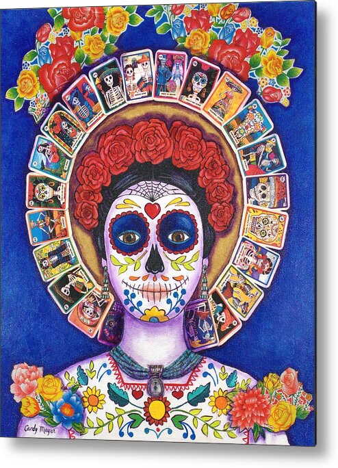 Dia De Los Muertos Metal Print featuring the painting Lady of the Loteria by Candy Mayer