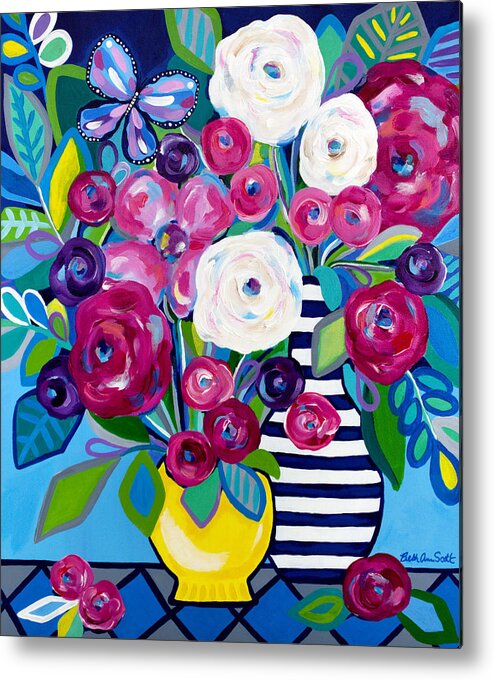 Floral Bouquet Metal Print featuring the painting Last Burst of Summer by Beth Ann Scott