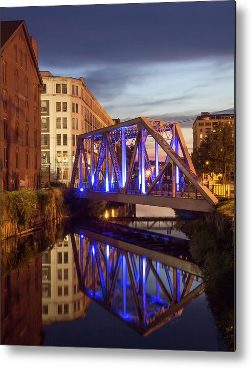 Landscapes Metal Print featuring the photograph Lawrence, MA - South Canal Footbridge by Betty Denise