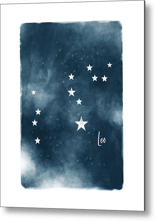 Leo Metal Print featuring the mixed media Leo Star Map- Art by Linda Woods by Linda Woods