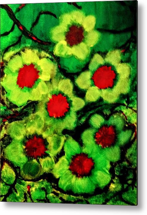 Lime Metal Print featuring the painting Lime Flower by Anna Adams