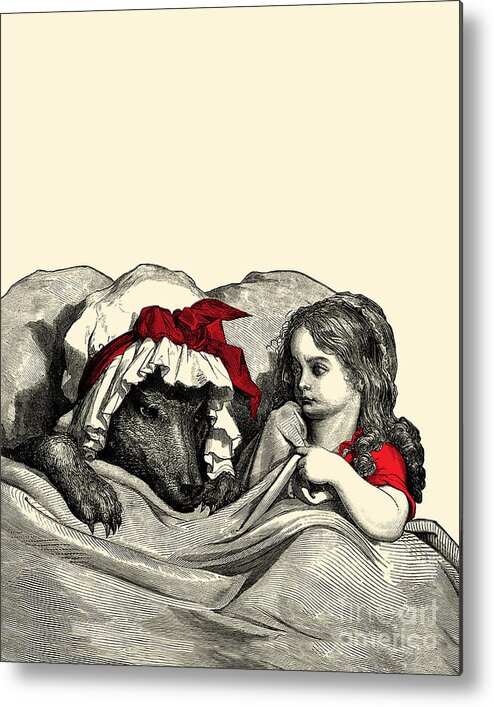 Little Red Riding Hood Metal Print featuring the digital art Little Red and the Wolf by Madame Memento