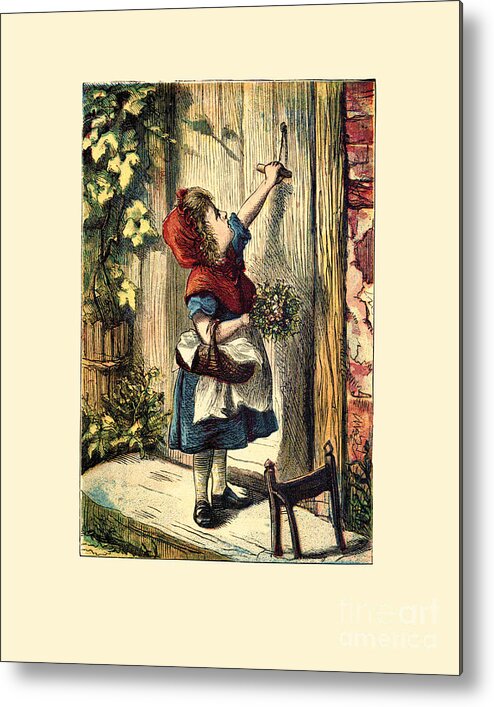 Little Red Riding Hood Metal Print featuring the digital art Little Red Riding Hood Drawing by Madame Memento