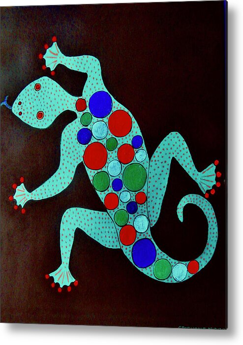 Lizard Metal Print featuring the painting Lizard by Stephanie Moore