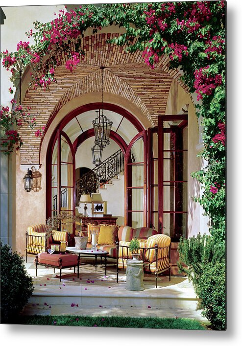 Architecture Metal Print featuring the photograph Loggia of a Tuscan-style House by Mary E Nichols