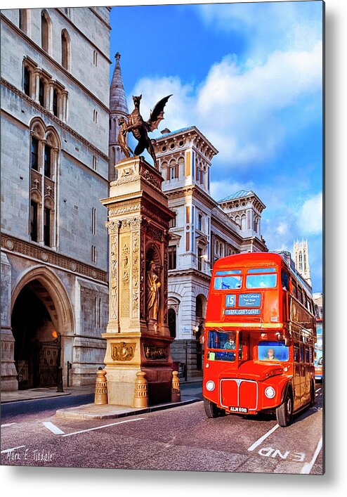 London Metal Print featuring the digital art London Vintage Bus The Strand by Mark Tisdale