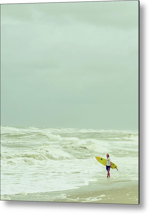 Surfer Metal Print featuring the photograph Lone Surfer by Laura Fasulo
