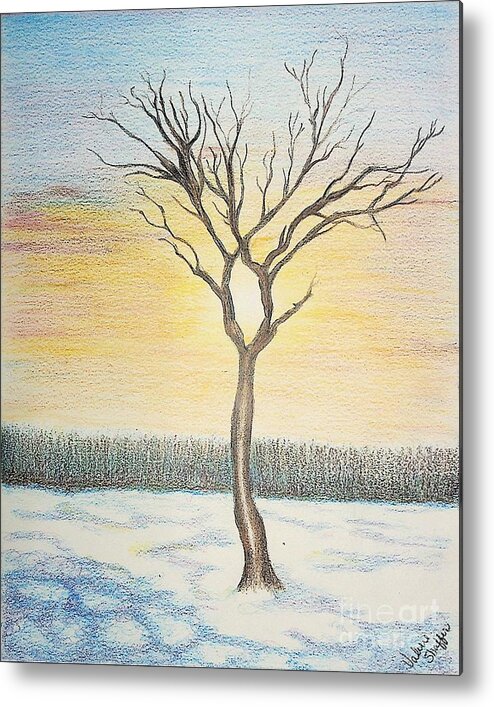 Tree Metal Print featuring the drawing Lone survivor by Valerie Shaffer