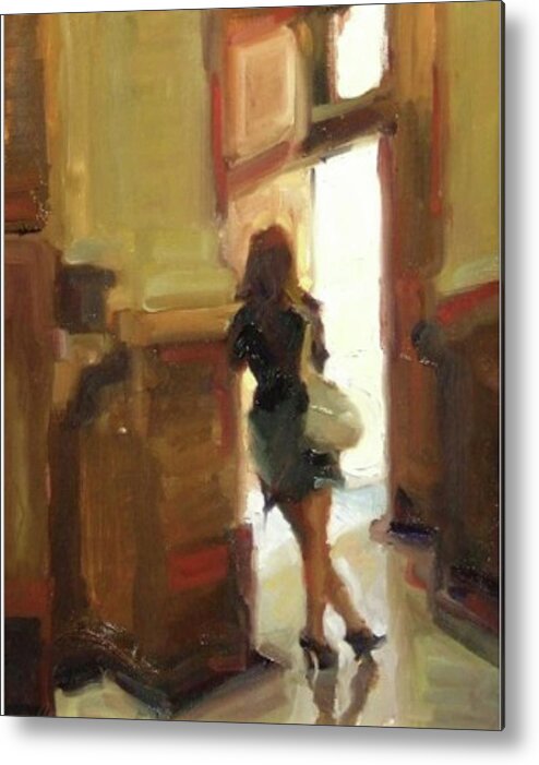 Figurative Metal Print featuring the painting Looking Outward by Ashlee Trcka