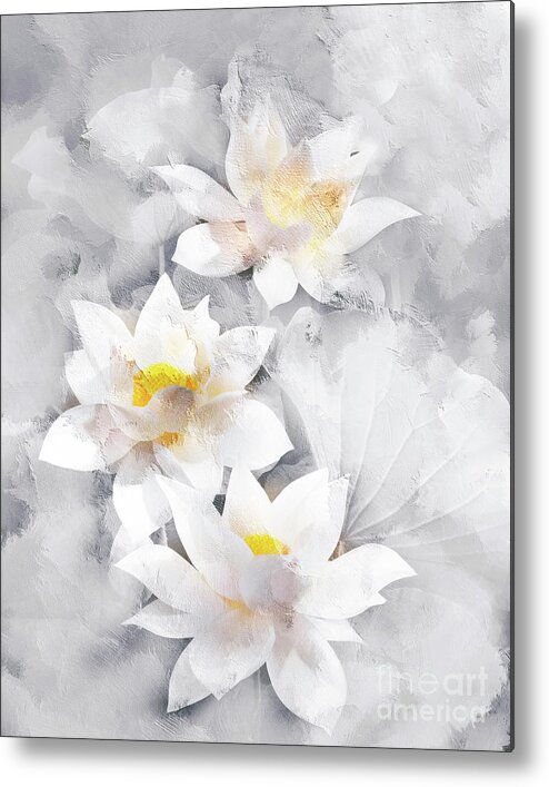 Lotus Metal Print featuring the painting Lotus flowers by Jacky Gerritsen