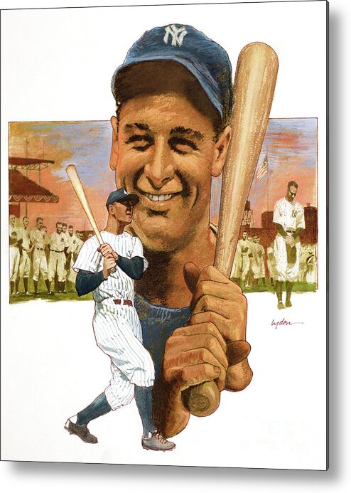 Lou Gehrig - New York Yankees Metal Print by Tom Lydon - Wind River Studios  - Website