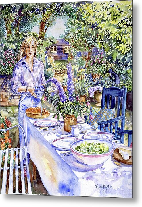 Eating Al Fresco Metal Print featuring the painting Lunch Outdoors by Trudi Doyle