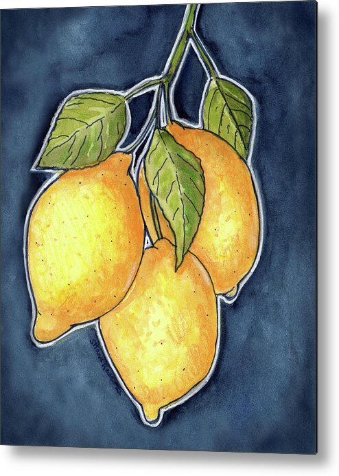 Lemons Metal Print featuring the painting Luscious Lemons by Shana Rowe Jackson