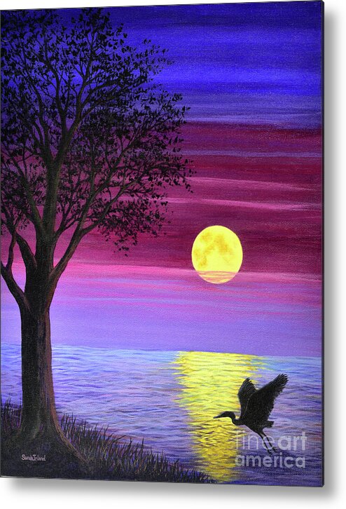 Magenta Metal Print featuring the painting Magenta Moon by Sarah Irland