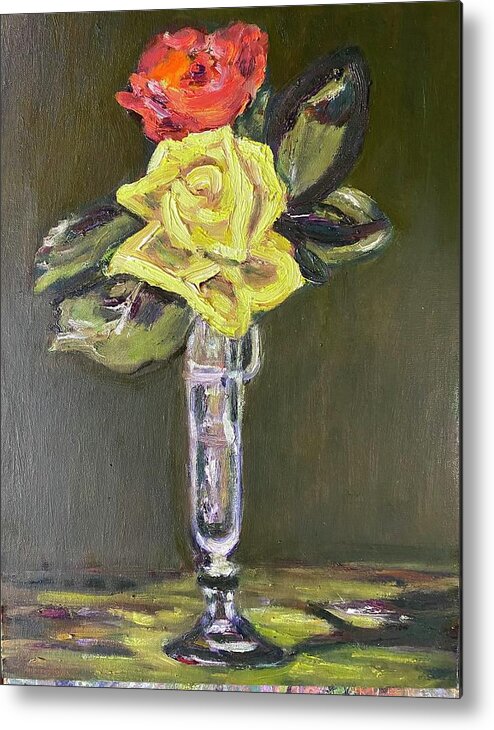 Manet Metal Print featuring the painting Manet's Vase of Roses by Richard Nowak