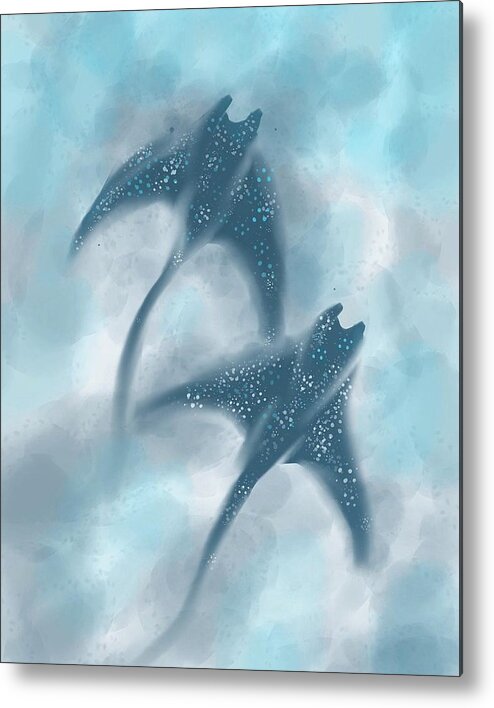 Manta Metal Print featuring the digital art Manta rays by Faa shie