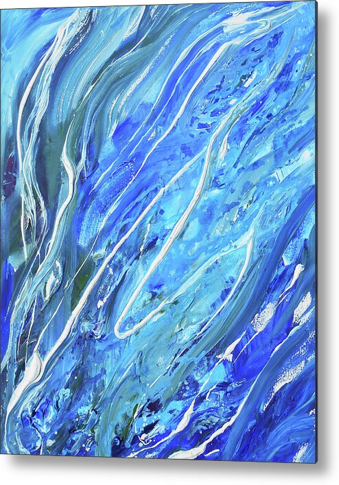 Blue Wave Metal Print featuring the painting Meditate On The Wave Peaceful Contemporary Beach Art Sea And Ocean Blues Art I by Irina Sztukowski