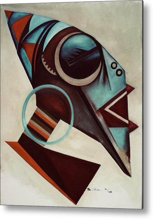 African Masks Metal Print featuring the painting Melodist L'Afrique by Martel Chapman