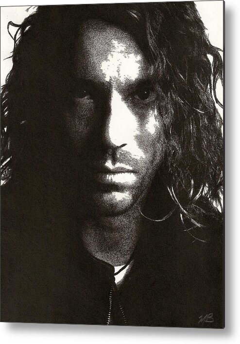 Charcoal Metal Print featuring the drawing Michael Hutchence by Mark Baranowski