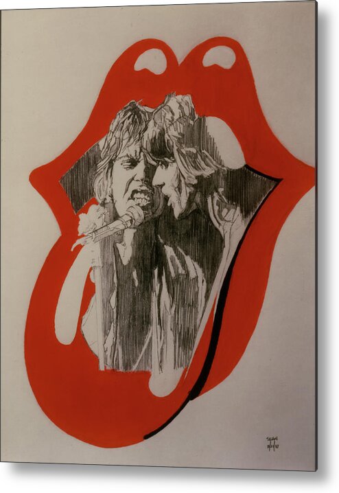 Mick Jagger Metal Print featuring the drawing Mick Jagger And Keith Richards - Exiled by Sean Connolly