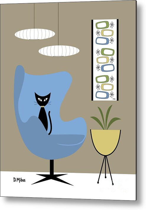 Mid Century Cat Metal Print featuring the digital art Mid Century Cat with Mini Oblongs by Donna Mibus