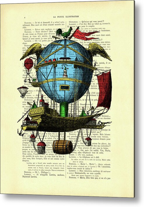 Balloon Metal Print featuring the mixed media Minerva balloon in color by Madame Memento