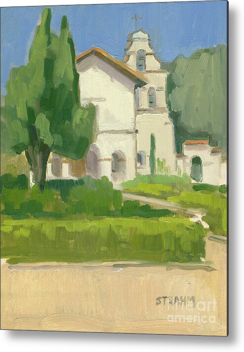 Mission San Juan Bautista Metal Print featuring the painting Mission San Juan Bautista San Juan Bautista California by Paul Strahm