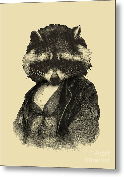 Raccoon Metal Print featuring the digital art Mister Raccoon by Madame Memento