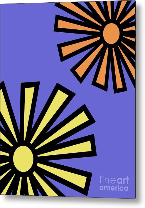 Mod Metal Print featuring the digital art Mod Flowers 4 on Twilight by Donna Mibus