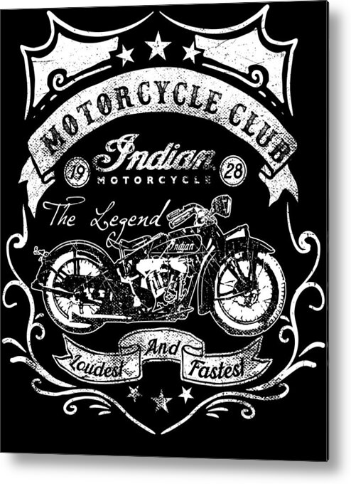 Biker Metal Print featuring the digital art Motorcycle Club Indian Motorcycle by Jacob Zelazny