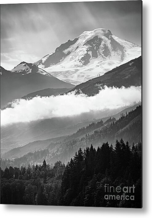 American Metal Print featuring the photograph Mount Baker in Black And White by Henk Meijer Photography