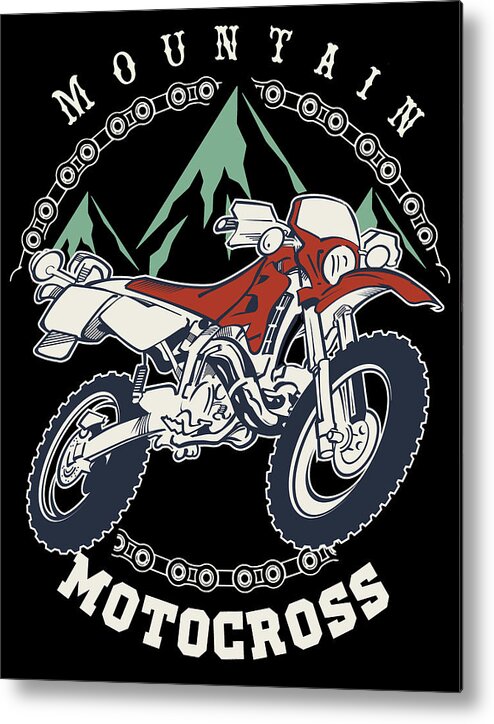 Mountain Metal Print featuring the digital art Mountain motocross by Long Shot