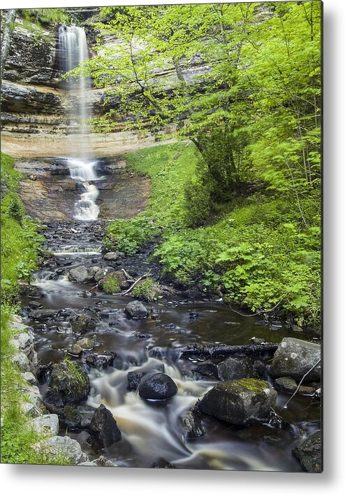3scape Metal Print featuring the photograph Munising Falls by Adam Romanowicz