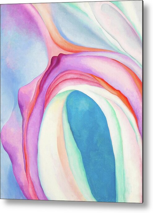 Georgia O'keeffe Metal Print featuring the painting Music Pink and Blue No 2 - Colorful modernist abstract painting by Georgia O'Keeffe