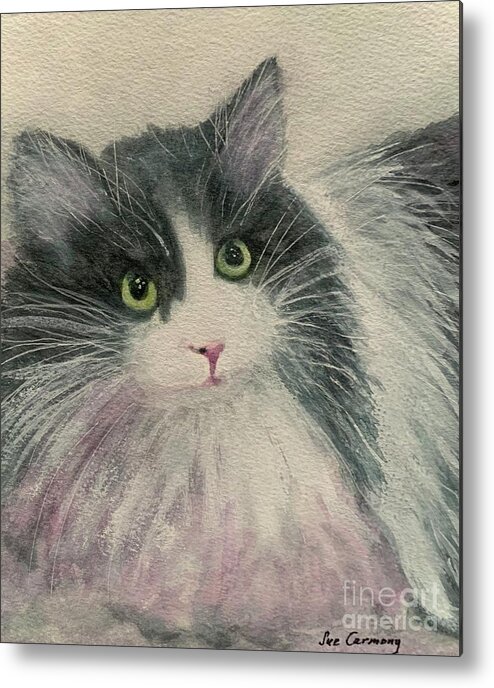 Cat Metal Print featuring the painting Mussie by Sue Carmony